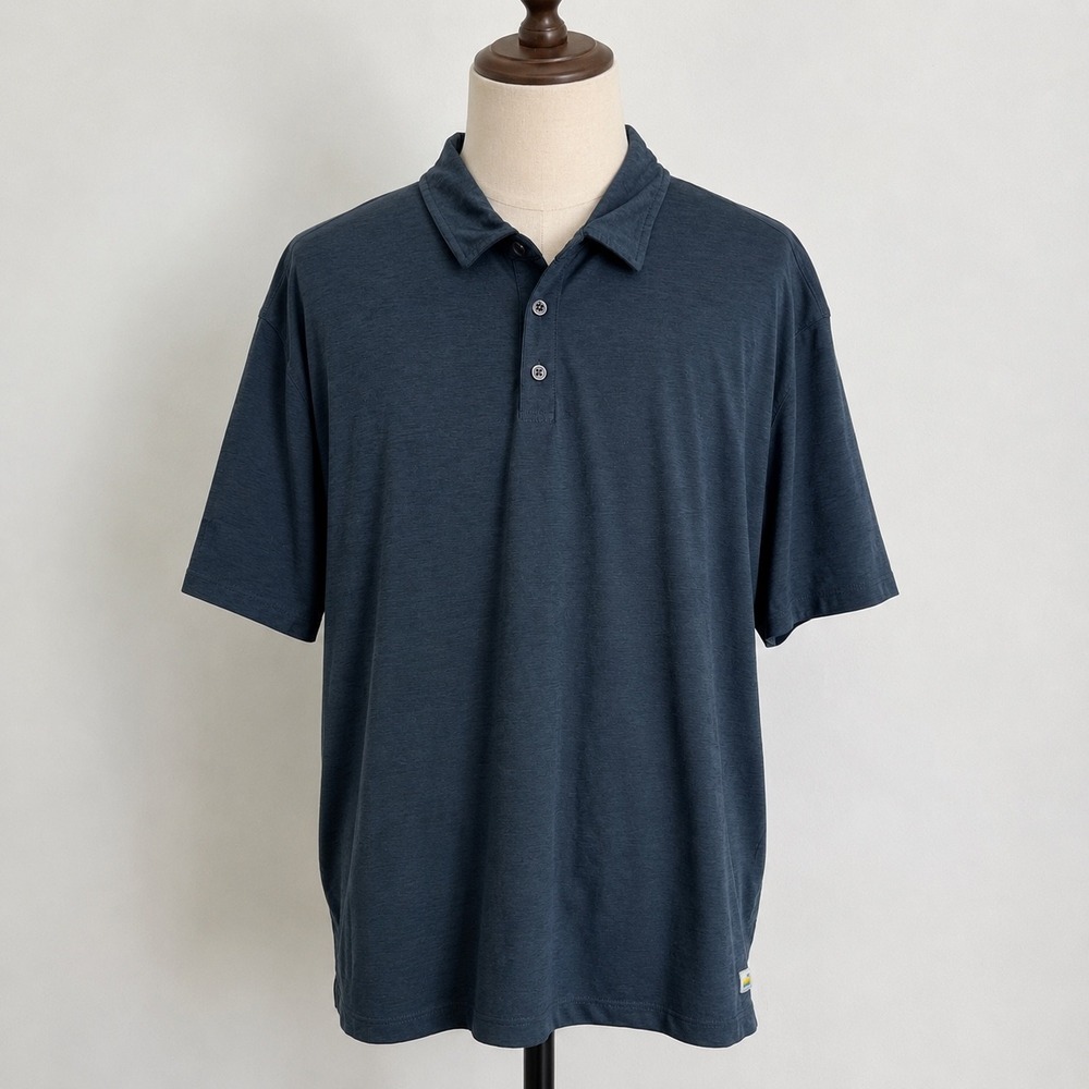 Vuori Strato Tech Polo Mens Large V188 Charcoal Blue Short Sleeve - Small Hole
